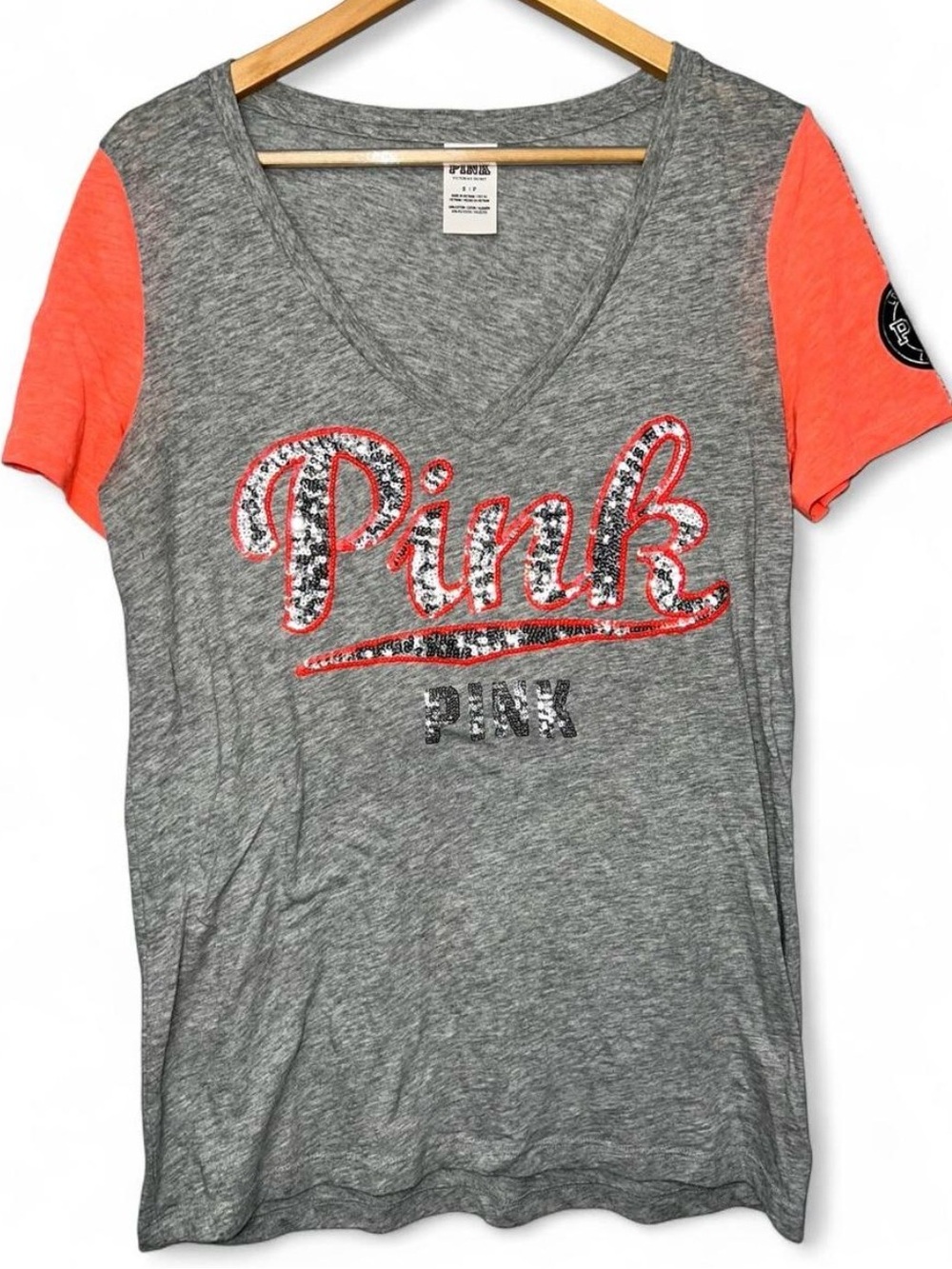Victoria's Secret PINK Gray Tag Tee - Heather Gray